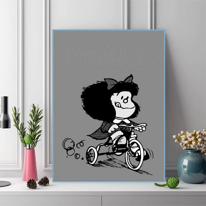 mafalda 100% Round Full Drill 5D DIY Diamond Painting Embroidery Cross Stitch Rhinestone Décor toilet 3 piece set