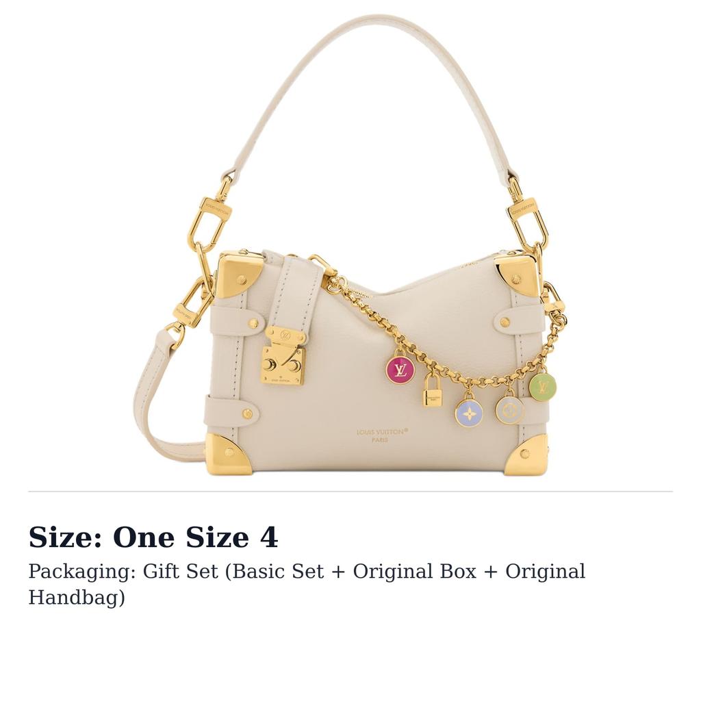 LOUIS VUITTON SIDE TRUNK Cow Leather Portable Crossbody Bag, Shoulder Bag Small Women's Beige M27438
