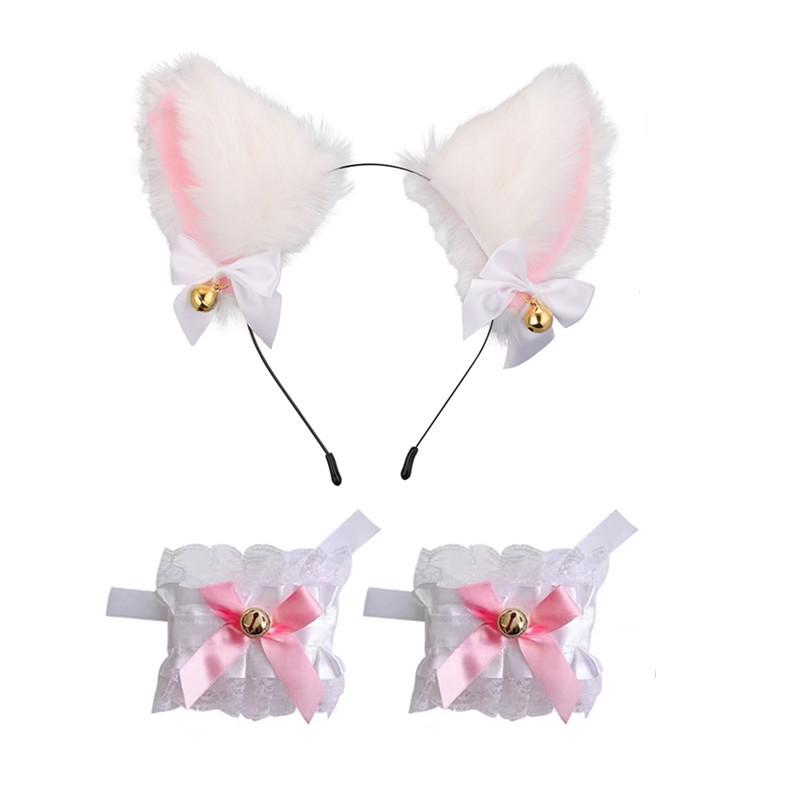 Cat Ear Bell Headband & Choker Set with Tail - Halloween Party Accessories
