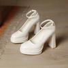 Fashion New Summer Buckle Banquet Shoes Women's Square Toe Shallow Mouth Platform Non-slip Super High Heel Single Shoes