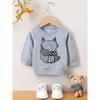 European Sizes One-piece Baby Kid Crewneck Sweatshirt Cute Fox Animal Print Casual Sports Top Suitable For Autumn And Winter