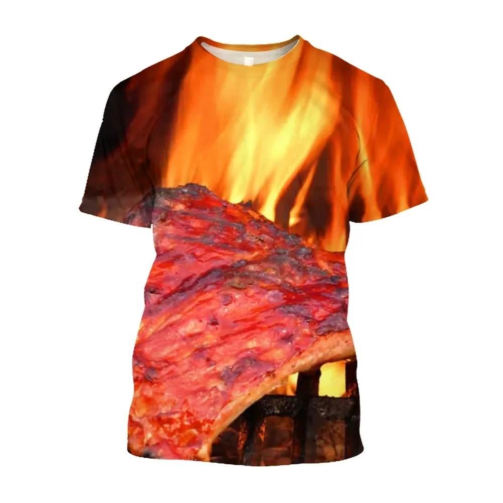 Kids O Neck T Shirt 3D Burger Food Pattern Vivid Unique Design For Outdoor Play Picnic Gathering Park Trips Summer Casual Daily Outfits