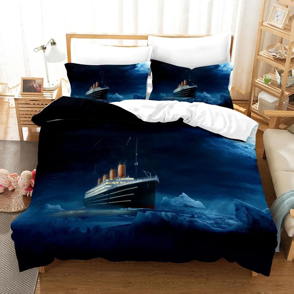 Exquisite 3D Titanic Ship Ocean Wallpaper Romantic Love Print Bedding Set Duvet Cover Comforter Bed Youth Kids Girls Boys Gift