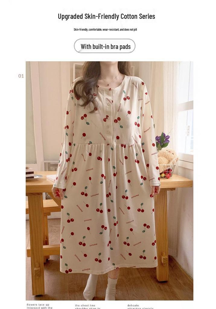 Maternity Labor Gown & Nursing Pajama Set with Built-in Bra for Spring/Summer