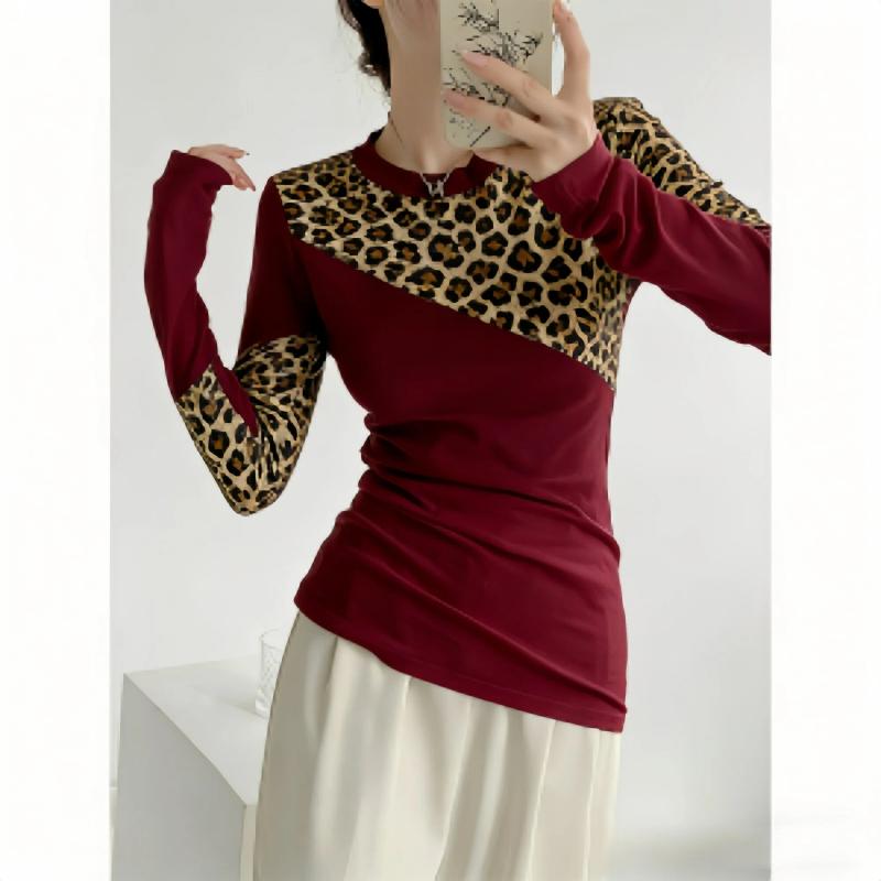 Европа Америка Леопардовый Зебровый Принт Модная Женская Футболка Пуловер Женская Одежда с Длинным Рукавом Повседневная Одежда для Улицы Футболки Топ S