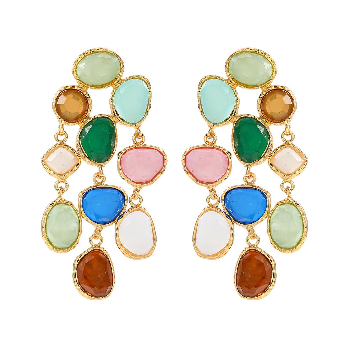 

Женские роскошные контрастные цветные нерегулярные серьги в стиле бохо, новые длинные серьги-подвески с кисточками из цветной смолы PD1990 разноцветный