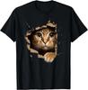 Cute Kitten Looks from Torn Fabric - Cats T-Shirt