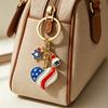 Independence Day Keychain Pendant, Enamel Zinc Alloy Key Holder with USA Letters Stars Hearts Patriotic Design, American Flag Accessory