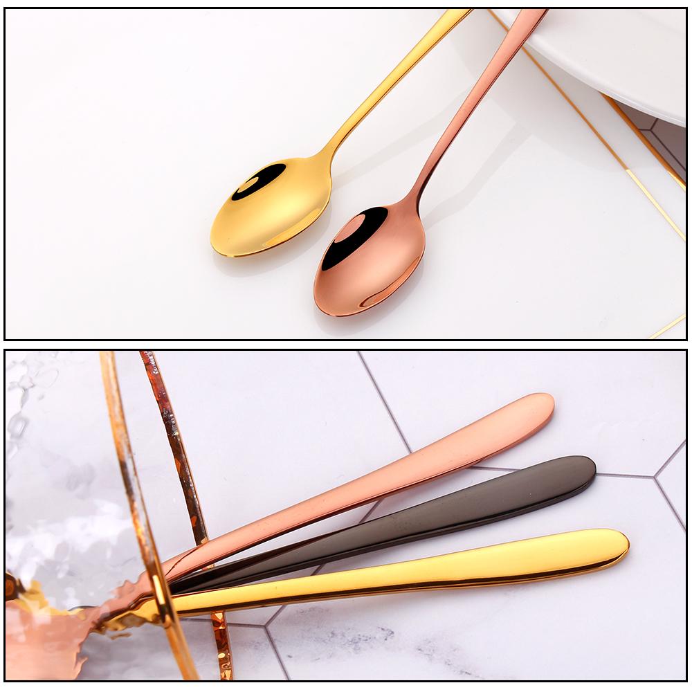 3/6/12 Pieces Gold Stirring Teaspoon Stainless Steel Coffee Spoon Set Ice Cream Cake Dessert Mini Spoon Sliverware Party Cutlery4