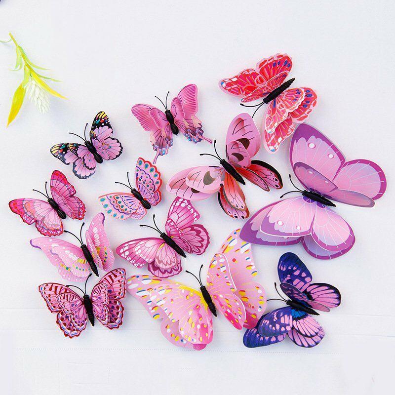 12Pcs 3D PVC Wall Sticker Butterfly Children\'s Room Home Background Wall Decoration Living Room Bedroom Home Decoration