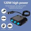 12-24v 120w High-Power Car Charger Dual Usb 3 Hole Independent Switch 1-to-3 Cigarette Lighter