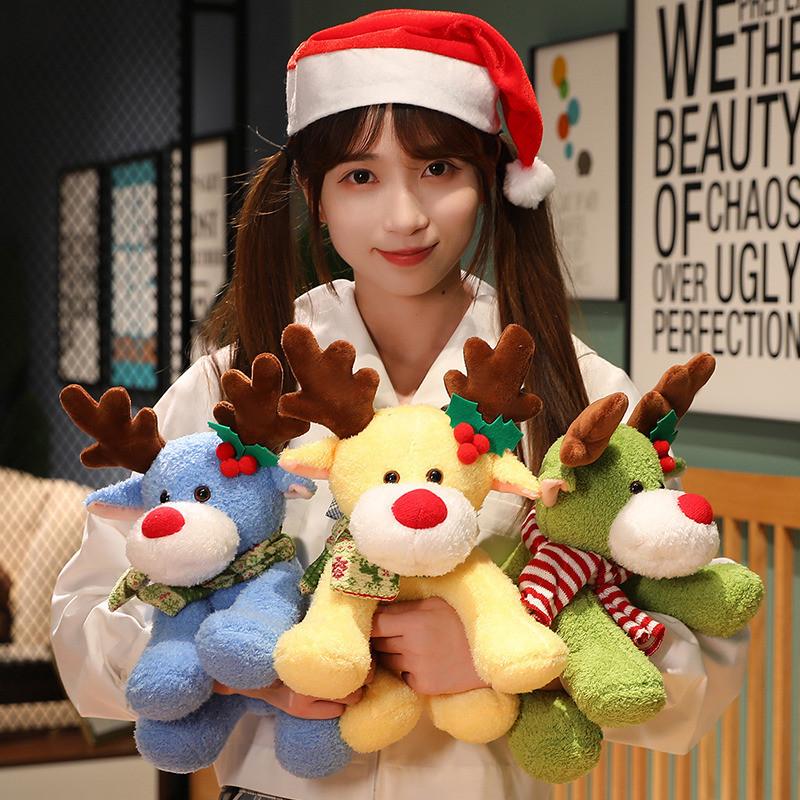 Toy Plush Reindeer Christmas Stuffed Doll Gift For Kids Decorations Bedroom