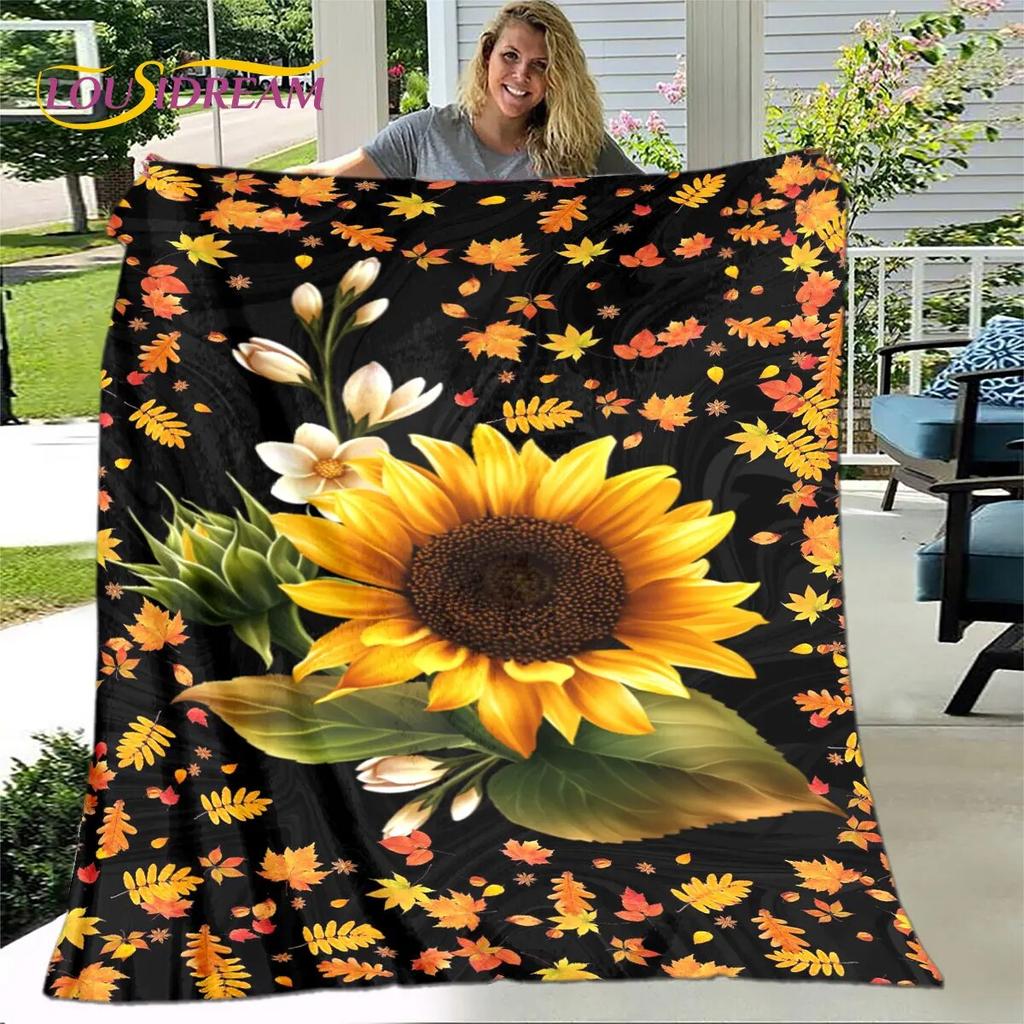 Newest 3D Rose Flower Sunflower Blanket,Flannel Blanket Throw Blanket,Sherpa Warm Blanket for Living Room Bedroom Beds Sofa Gift
