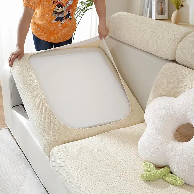 Thick Jacquard Sofa Seat Cushion Cover Funiture Protector Stretch Couch Covers ForLiving Room Removable Seat Slipcover Kids Pets