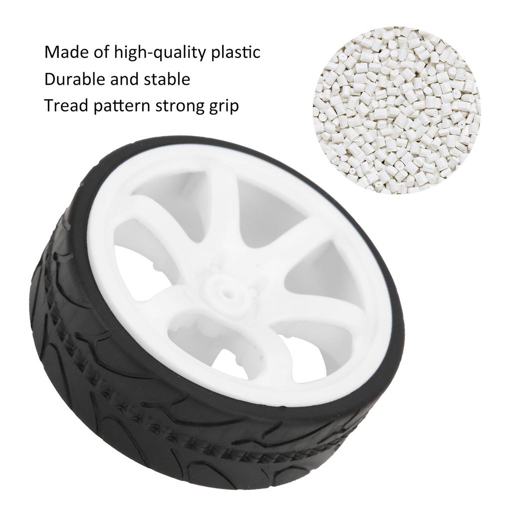 1/10 Racing RC Car Wheel Plastic Wheel Hub with Grooved Rubber RC Car Spare AccessoryWhite