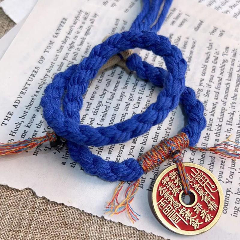 Chinese Mountain Ghost Money Hand-Woven Cinnabar Bracelet