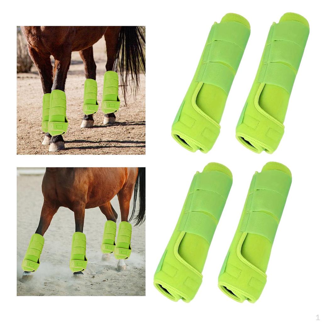 4 Pieces Horse Boots Leg Covers Reusable Breathable Durable Adjustable Wraps Set Guard for