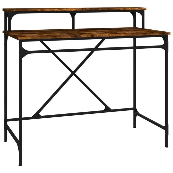 VidaXL Bureau chêne fumé 100x50x90 cm bois d'ingénierie et fer 826701
