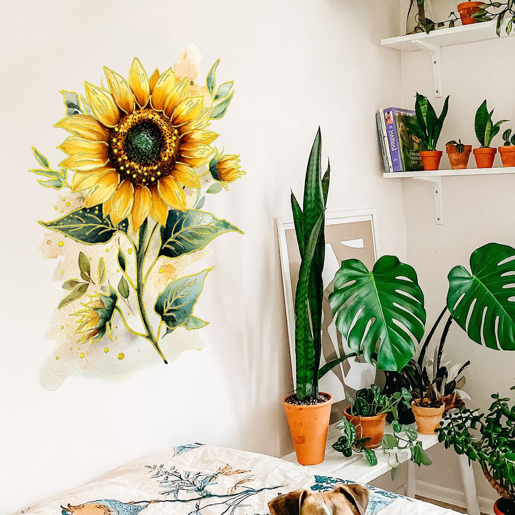 Tj11001 Creative A Large Bunch Of Sunflower Wall Stickers Beautify Decoration Living Room Bedroom Background Self-Adhesive Wall Stickers