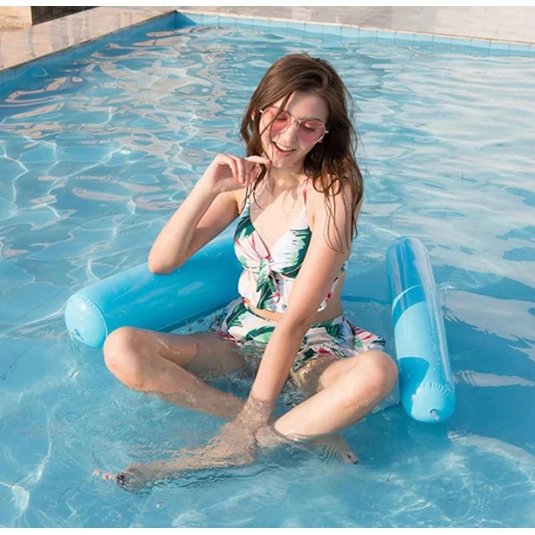 Water Hammock Swimming Mattress Inflatable Pool Deckchair with Net 120x70