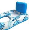 Inflatable Pool Float Mat with Mesh Seat Backrest Tropical Leaf Print Foldable Beach Lake Float Raft Water Lounger Adults Swimming Pool Sun Tanning