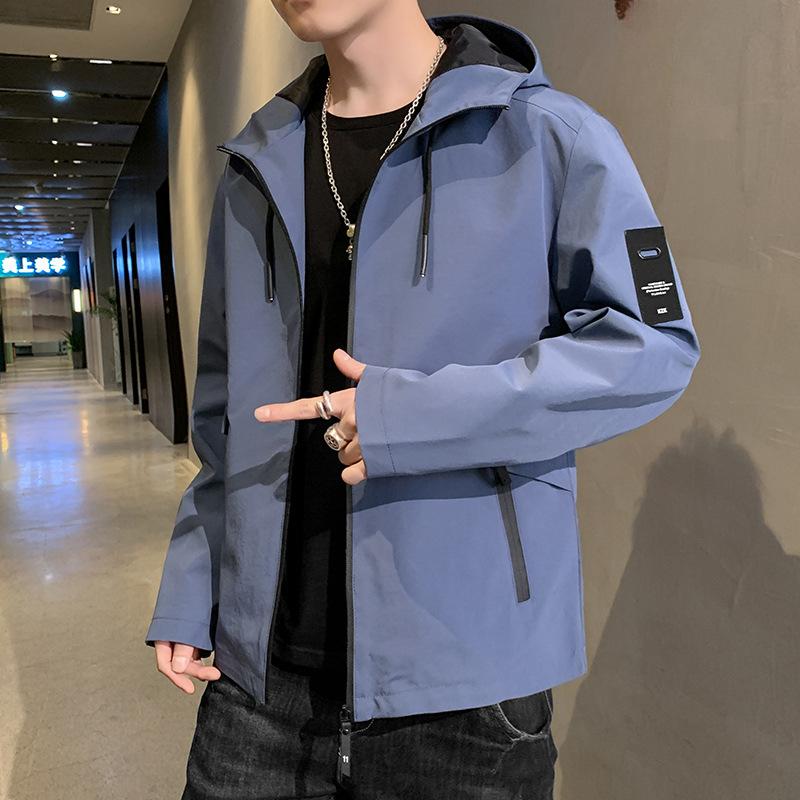 Hooded Jacket Men's Spring and Autumn Korean Trend Jacket Male Student Youth Casual Top Jacket