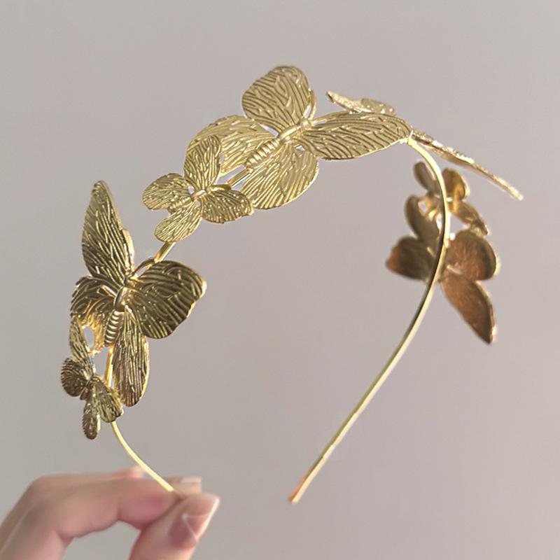 European and American metal wind butterfly headband niche personality design sense headband exaggerated versatile commuter hair accessories