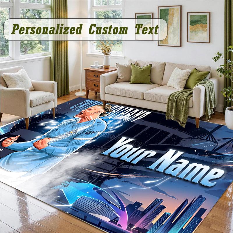 Crystal Velvet Square Rug Custom NameErling Haaland Pattern Non Slip Home Floor Decor Rug