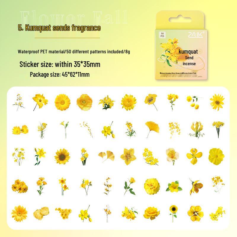 Innisfree Floral Series Waterproof PET Journal Stickers - DIY Creative Boxed Set