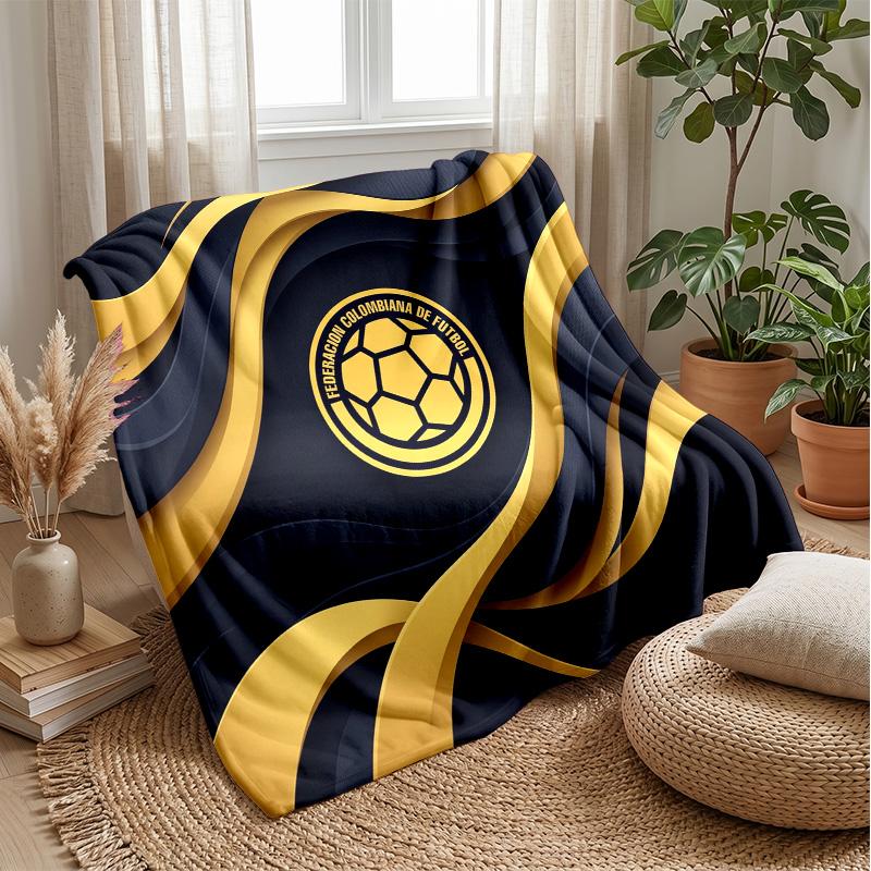 Colombia Football Printed Flannel Blanket Skin Friendly Warm Decorative Throw for Indoor Couch Bed Daily Use
