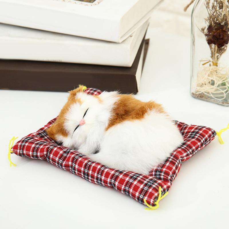 New Simulation Sleeping Cat Stuffed Animals Display Mold Portable Fake Cat Kittens Doll Ornaments Decoration Kids Gift