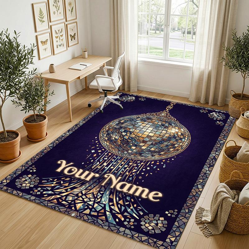 Dinosaur Alphabet Theme Soft Crystal Velvet Rug Custom Name & Text Print Non Slip Floor Rug for Bedroom Living Room