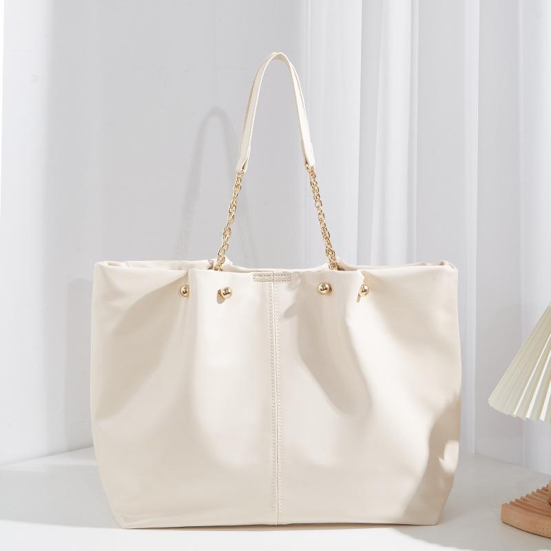

Новая женская сумка простая сумка-тоут большой вместимости премиум однотонная портативная сумка-цепочка универсальная сумка через плечо для поездок на работу белый