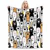 Cartoon Cat Paws Pattern Flannel Blanket for Bedroom, Living Room, Sofa, and Nap