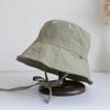 Fashion Solid Color Sunscreen Bucket Hat Breathable Thin Fisherman Hat Wide Brim Lace-up Sun Hat Beach Travel Basin Hats Korean