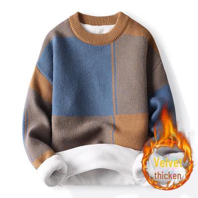 Men's Velvet Thick Long-Sleeve Sweater – Trendy Loose-Fit Winter Outerwear for Youth
