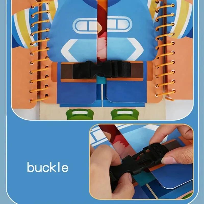 1pc Montessori Busy Board, Wooden Activity Toy for Kids, Learn To Tie Shoelaces Zip Buckle, Early Education Life Skills