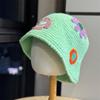 Dopamine Colored Flower Knitted Fisherman Hat Girls Autumn and Winter Sweet and Cute Versatile Face Small Thermal Basin Hat