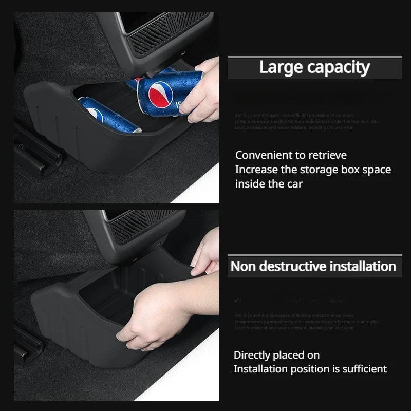 For Tesla 2024 New Model 3 Highland Rear Middle Storage Box Silicone Rear Floor Storage Box Organizer Car Interior Accessories