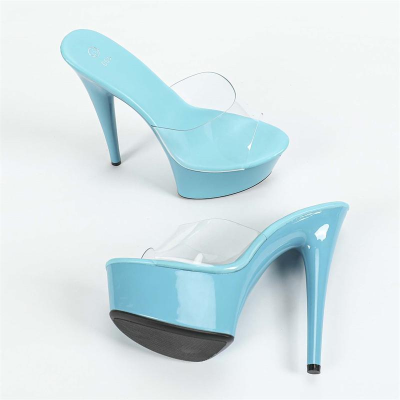 Mode Eilyken Sommer Street Style PVC Transparent Offene Zehenpartie Plateau Damen Hausschuhe Sexy Stiletto Hohe Absätze Bankett Abschlussball Clogs