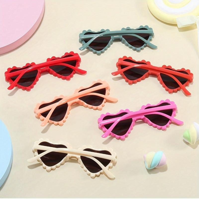 6-pack Heart-shaped Colorful Glasses Cute Unisex Design Perfect for Parties, Shows, Casual Wear & Festivals.