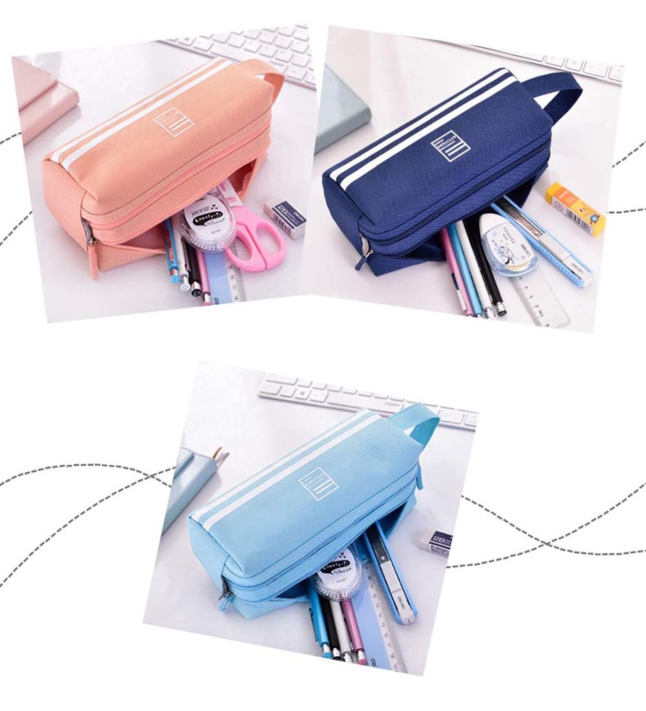 Large Capacity Pencil Case Made of Canvas for Elementary and Junior High School Pencil Case for Boys and Double Pen 2 Pencil High School Small Item