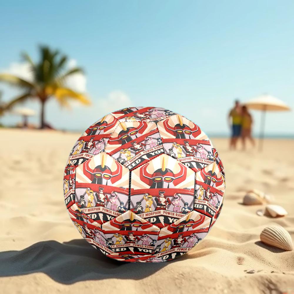 Mighty Morphin Power Rangers Print Size 5 Soccer Ball, Standard Match Football for Sports Game and Team Practice, Ideal Gift for Soccer Fans