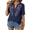 Womens Spring Tops Embroidered V Neck Summer Shirts for Women Casual Short Sleeve Womens Summer Shirts Dressy Tops for Women