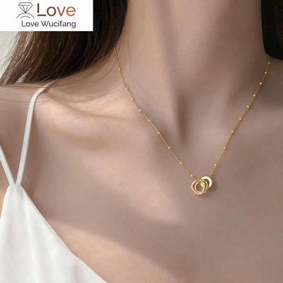 Halskette mit Anhänger aus 925er Silber mit vergoldetem Zirkonia, rund, Aufdruck, unregelmäßig, für Damen, Modeschmuck, süße Accessoires
