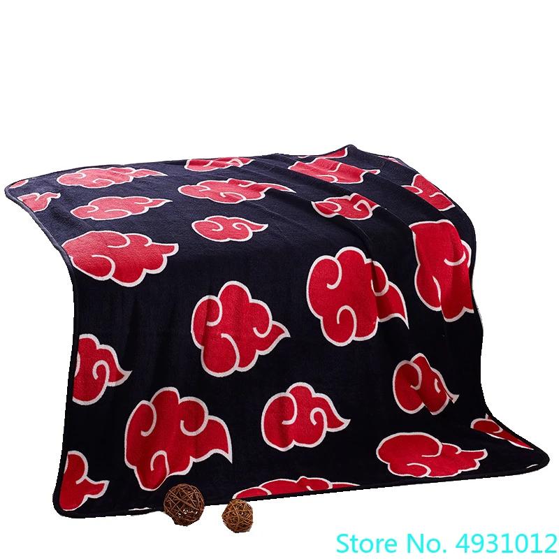 New Anime Red Cloud Naruto Shippuden Akatsuki Soft Warm Flannel Blanket 165x200cm Fleece Plush Throw Kids Boys Bed Dropship