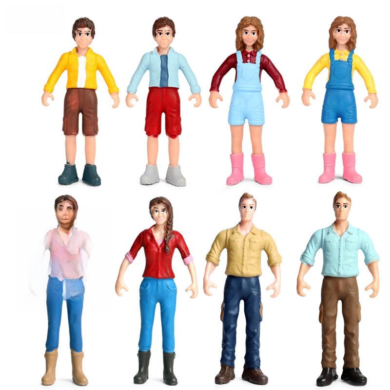 Farm Pasture Simulation Plastic Doll Model Ornament Farmer Worker Animal Woman