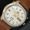 AUTOMATIK VINTAGE ORIENT CRYSTAL JAPAN 46941 HERREN WEISSES ZIFFERBLATT UHR a704829-1