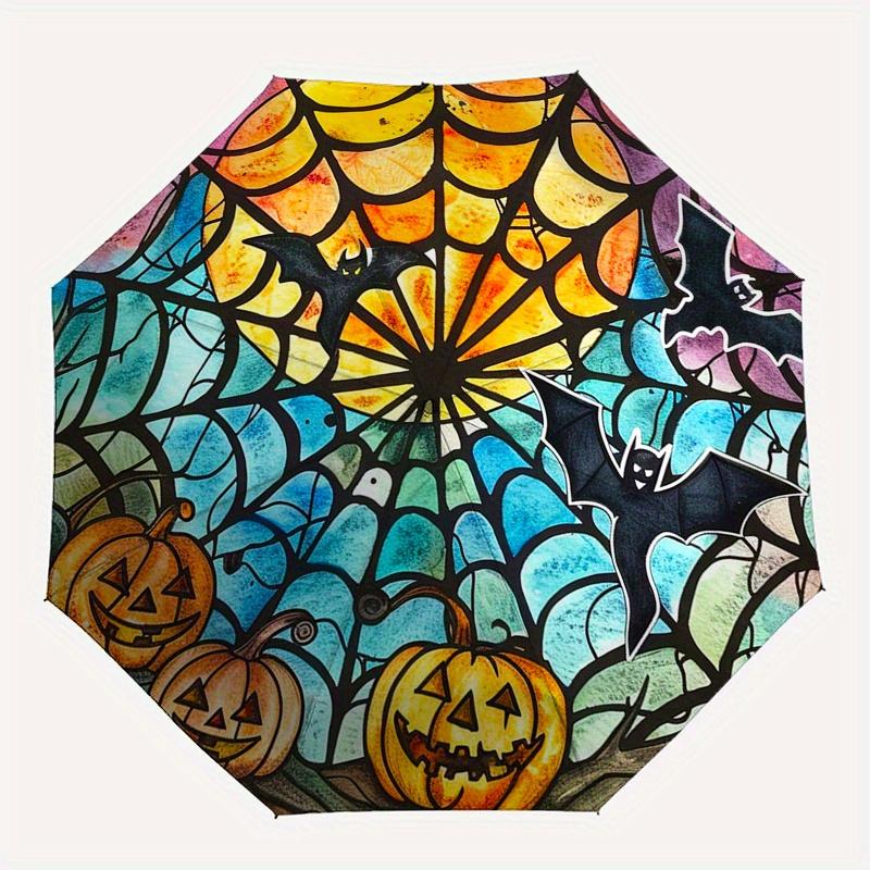 Halloween Buntes Regenschirm, Tragbarer 3-fach Kompakter Regenschirm, Weihnachtsgeschenk ES604
