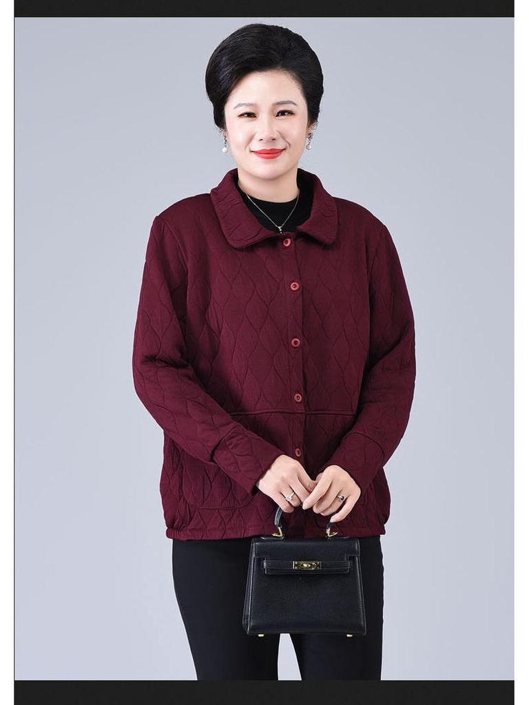 Plus Size Windbreaker for Middle-Aged and Elderly Women - Spring/Autumn Lapel Jacket